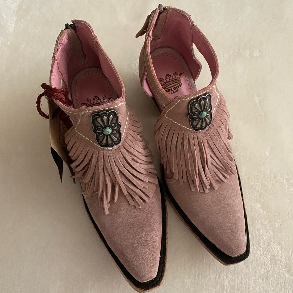 Junk Gypsy Pink Fringe Ankle Boots - Picture 3 of 10